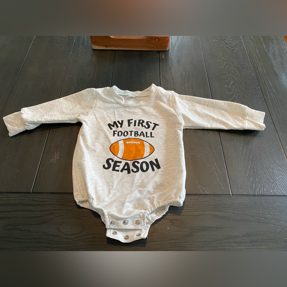 Gray Football Season Baby Onesie